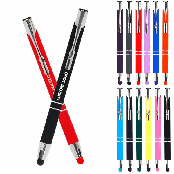 Custom Rubberized Soft Metal Pen With Stylus