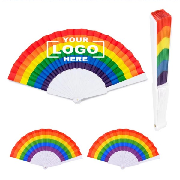 Custom Rainbow Folding Hand Fan