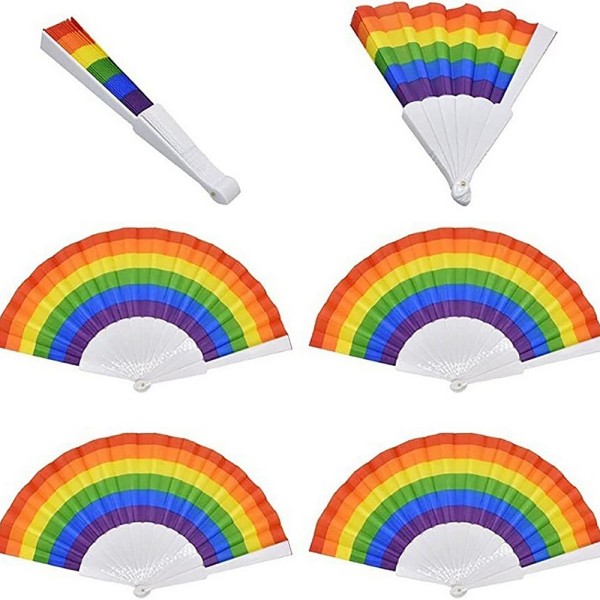 Custom Rainbow Folding Hand Fan detail 1