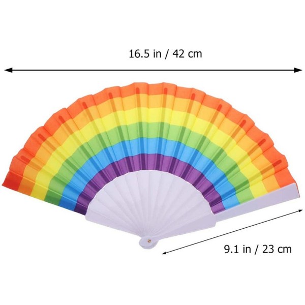 Custom Rainbow Folding Hand Fan detail 2