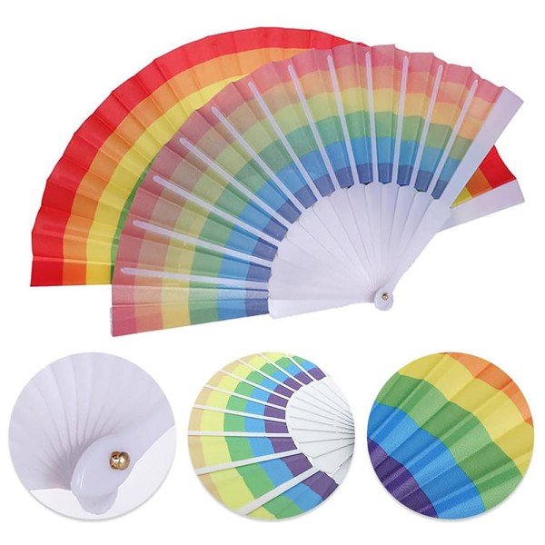Custom Rainbow Folding Hand Fan detail 3