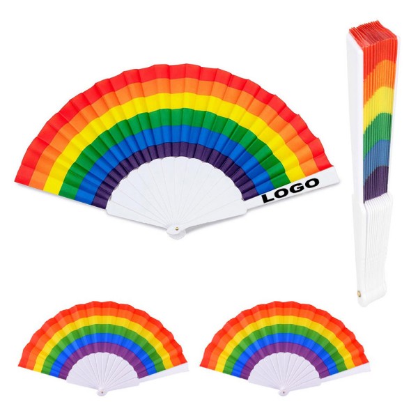 Custom Rainbow Folding Hand Fan detail 4