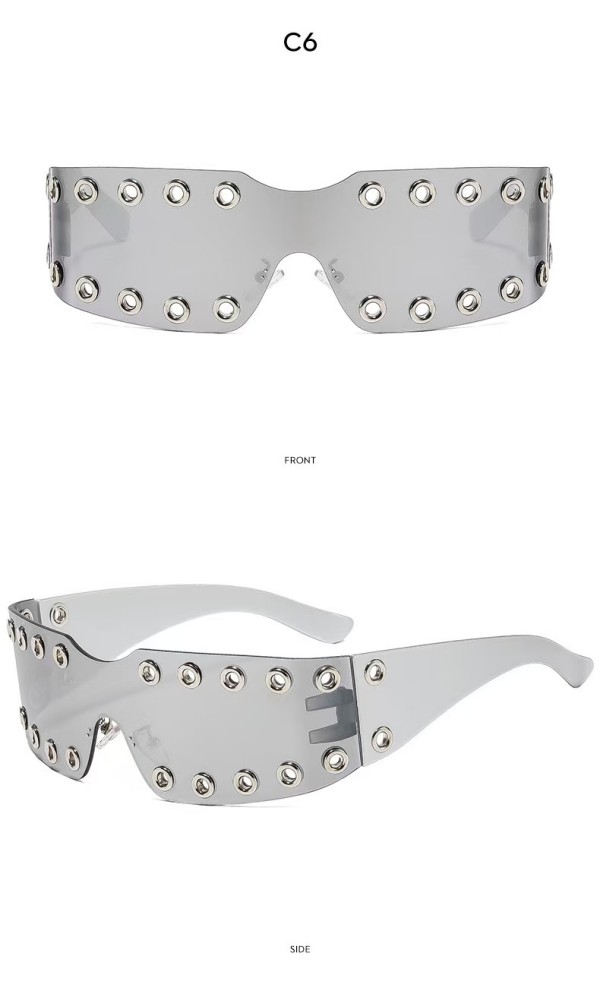 Custom Rivet Rimless Shield Sunglasses detail 1