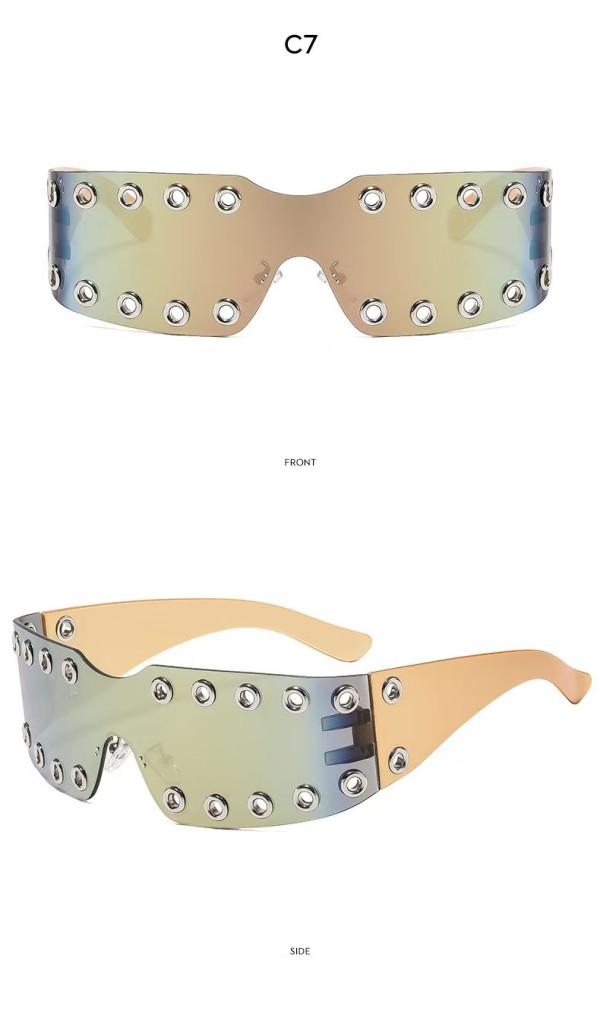 Custom Rivet Rimless Shield Sunglasses detail 3