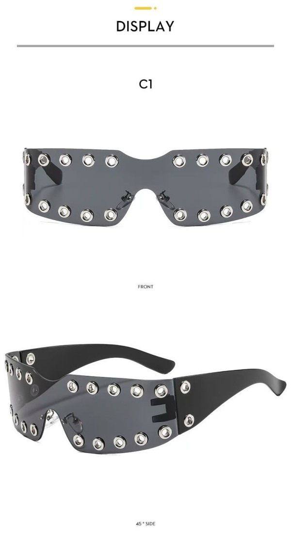 Custom Rivet Rimless Shield Sunglasses detail 5