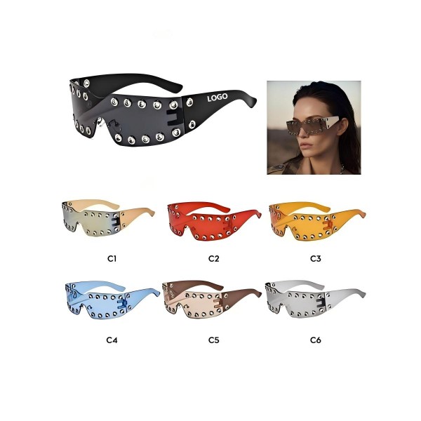 Custom Rivet Rimless Shield Sunglasses detail 6