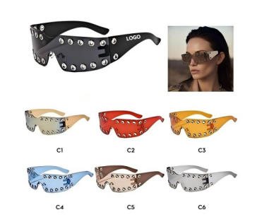 Custom Rivet Rimless Shield Sunglasses