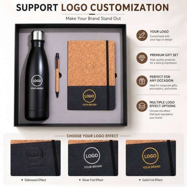 Custom Bottle, Cork Notebook & Pen Gift Set detail 2