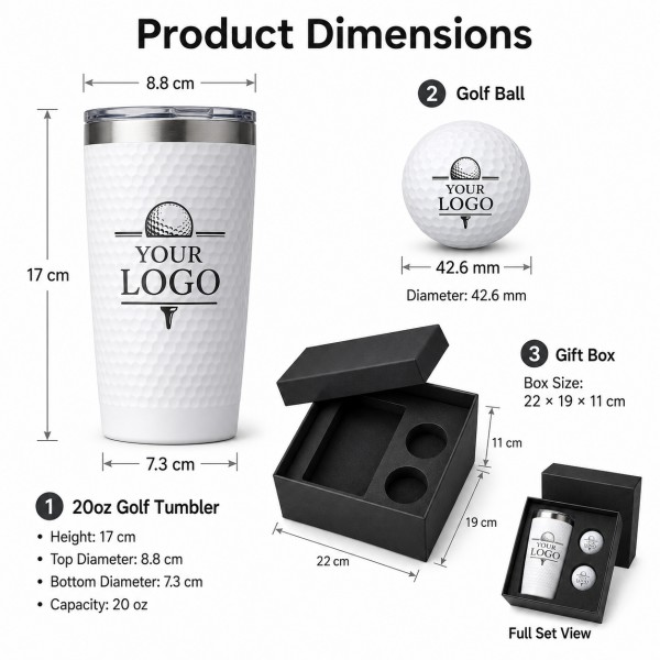 Custom Golf Tumbler & Golf Ball Gift Set detail 1