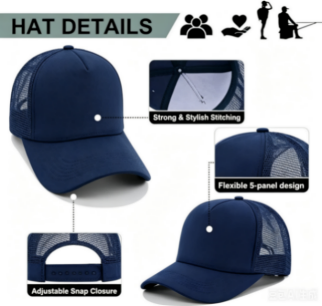 Custom Mesh-Back Trucker Cap detail 2