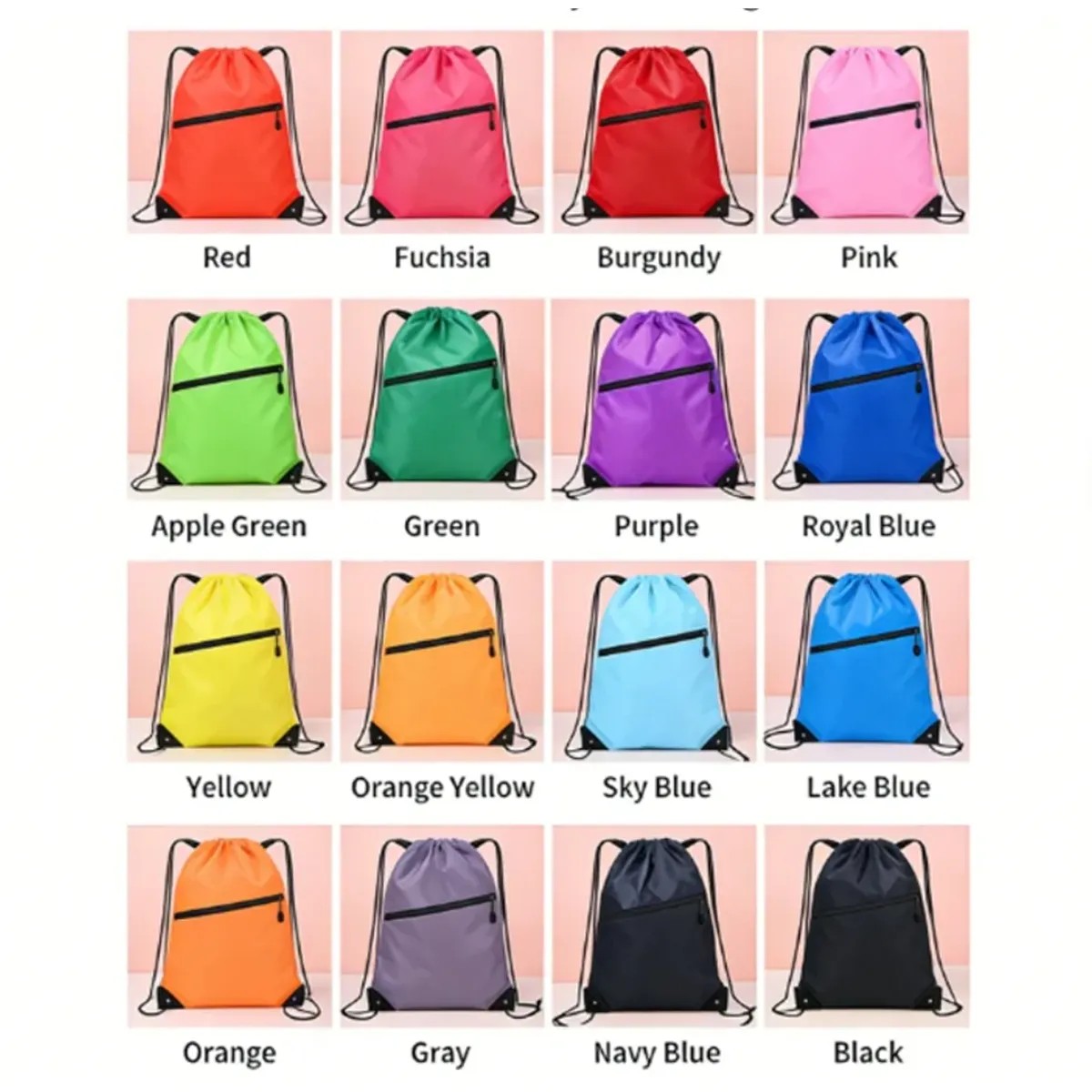 Custom Drawstring Backpack with Zipper Pocket detail 3