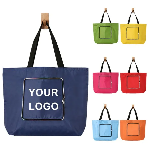Custom Foldable Zipper-Pouch Tote Bag