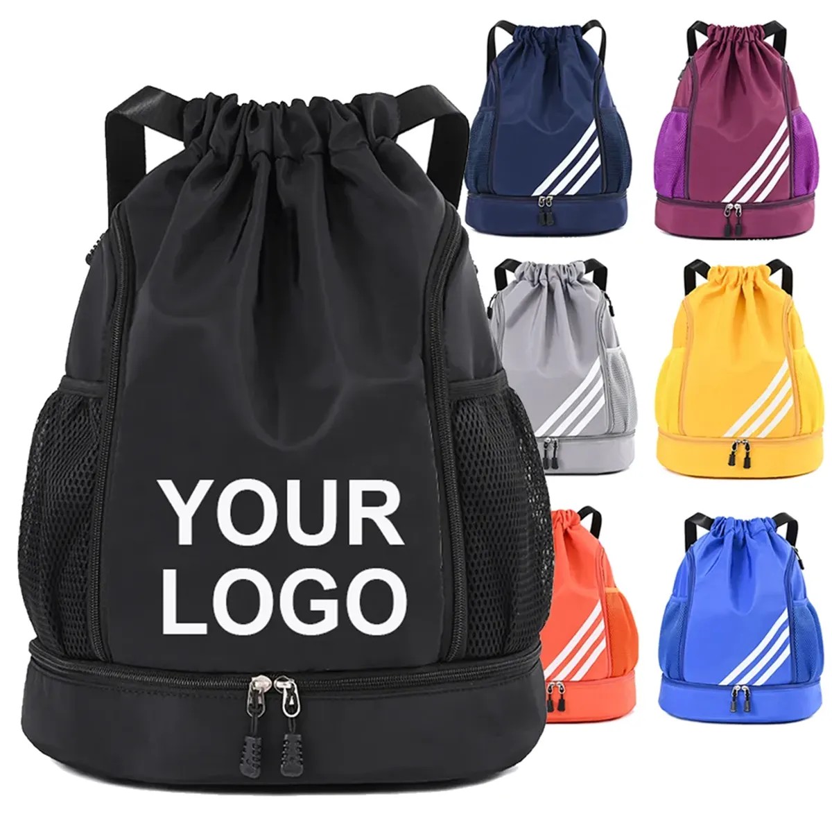Custom Sports Drawstring Backpack with Shoe Compartment