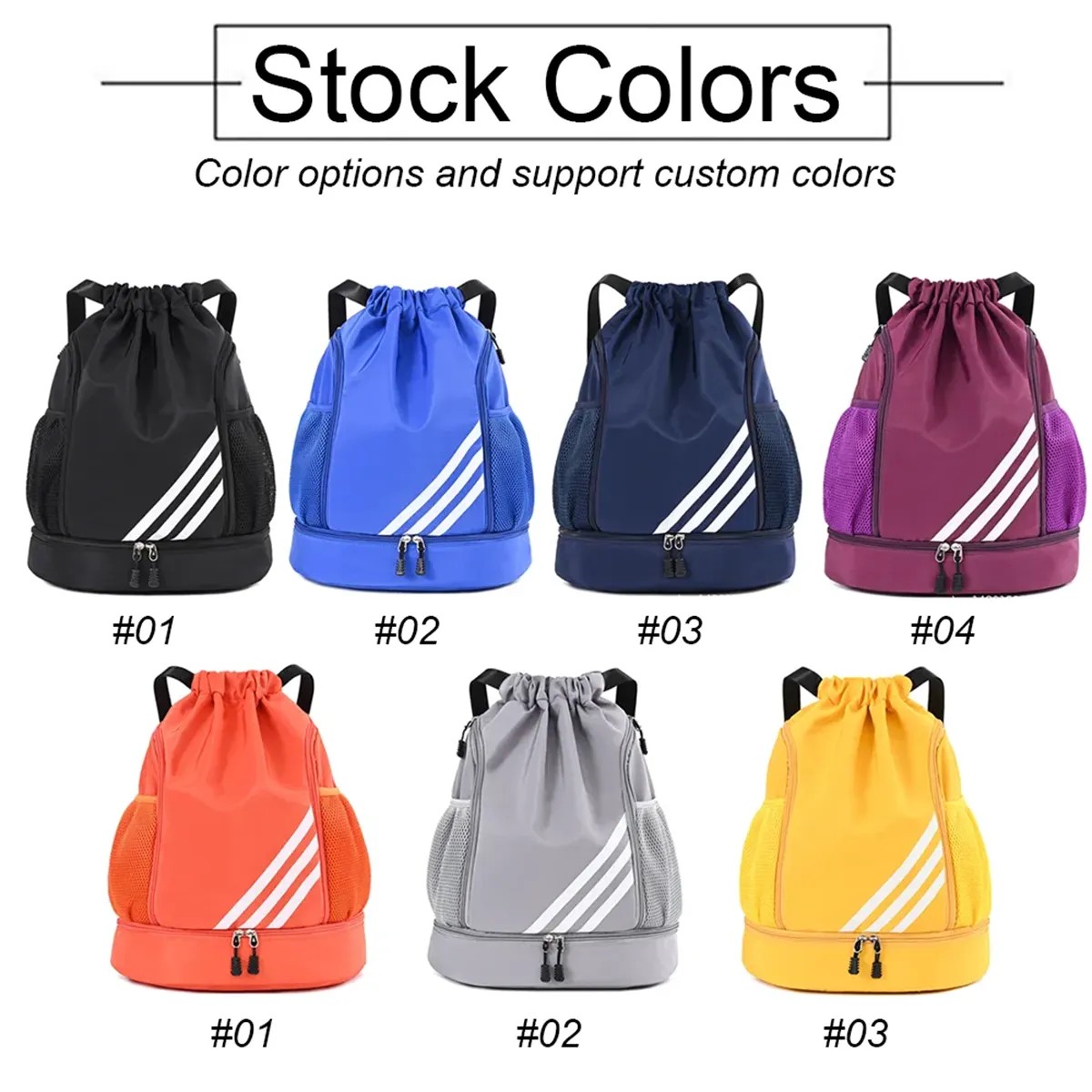 Custom Sports Drawstring Backpack with Shoe Compartment detail 1