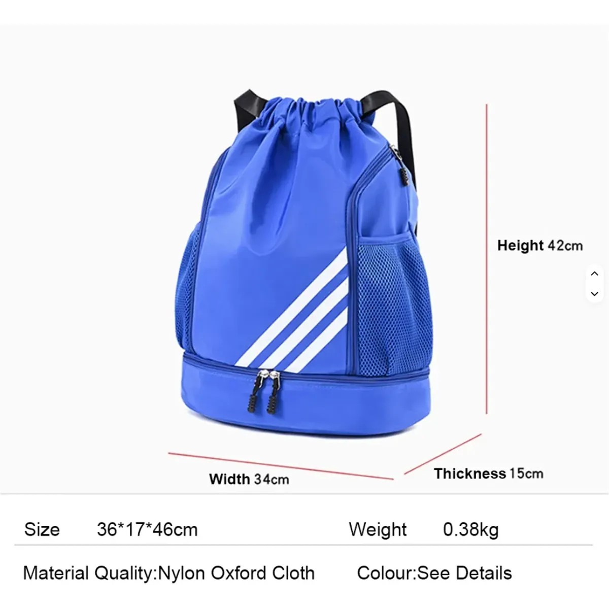 Custom Sports Drawstring Backpack with Shoe Compartment detail 2