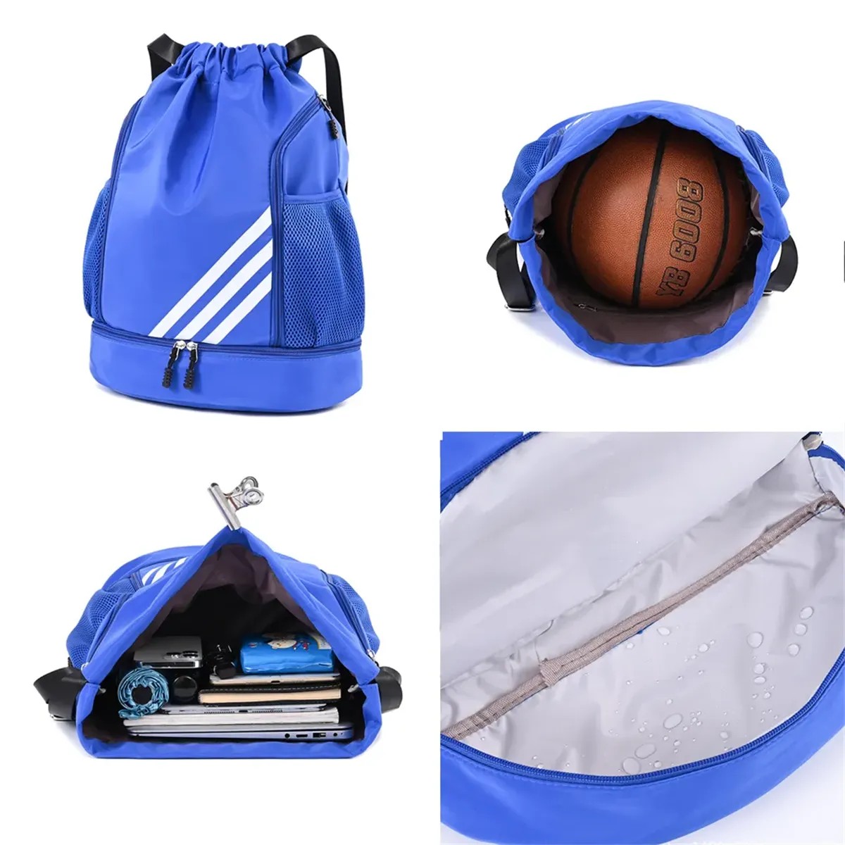 Custom Sports Drawstring Backpack with Shoe Compartment detail 5