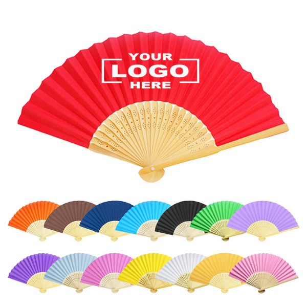 Custom Folding Hand Fan with Natural-Color Ribs