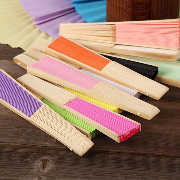 Custom Folding Hand Fan with Natural-Color Ribs detail 1
