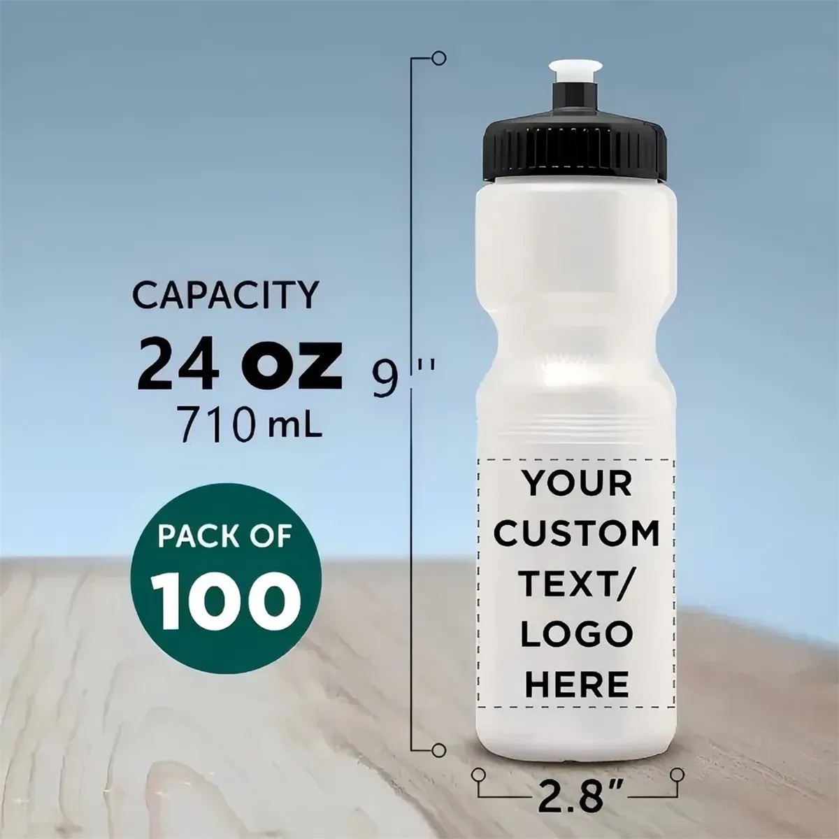 Custom 24 oz Sports Squeeze Water Bottle