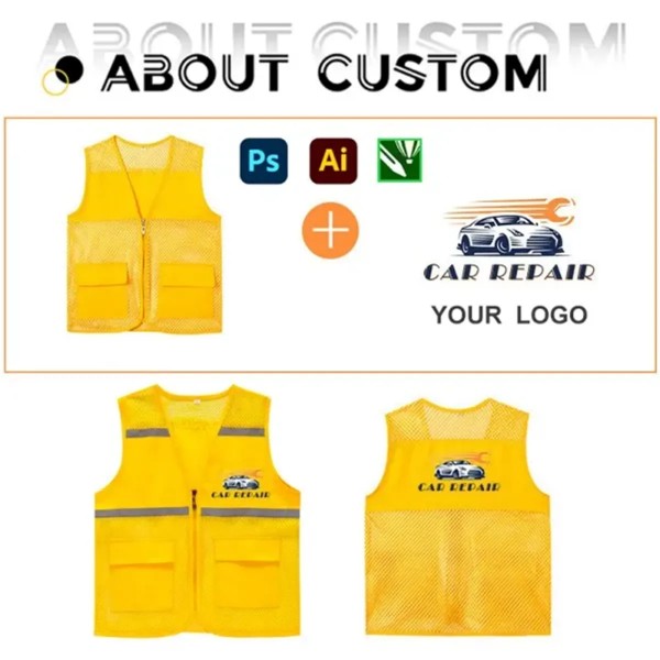 Custom Breathable Mesh Safety Vest with Pockets detail 3