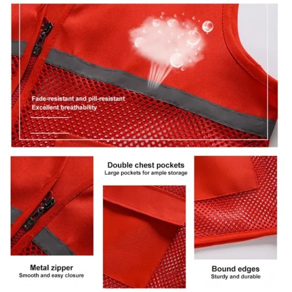 Custom Breathable Mesh Safety Vest with Pockets detail 5
