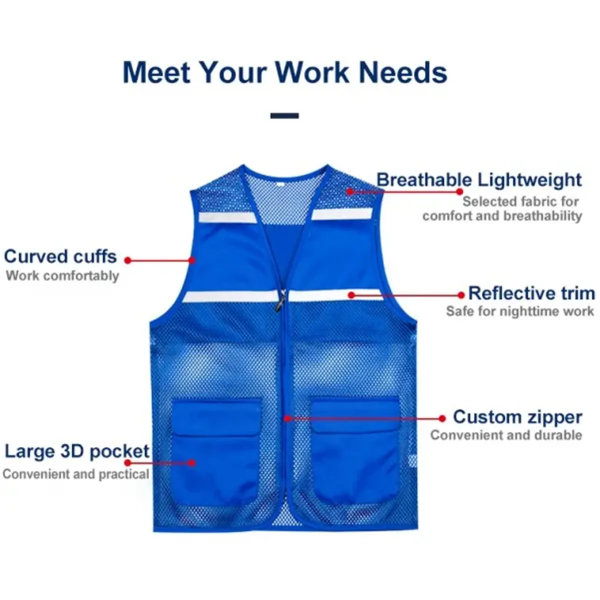 Custom Breathable Mesh Safety Vest with Pockets detail 6