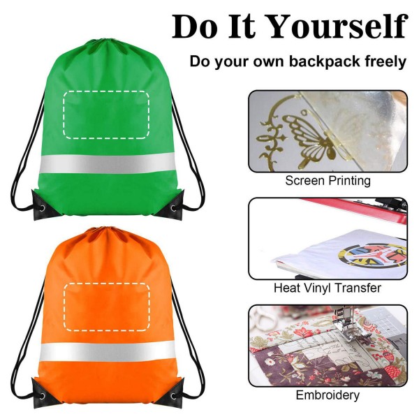 Custom Reflective Drawstring Backpack detail 1