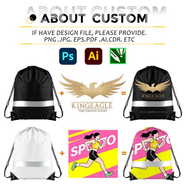Custom Reflective Drawstring Backpack detail 3