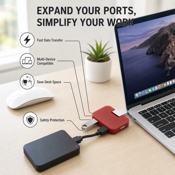 Custom 4-Port USB 2.0 Hub detail 1