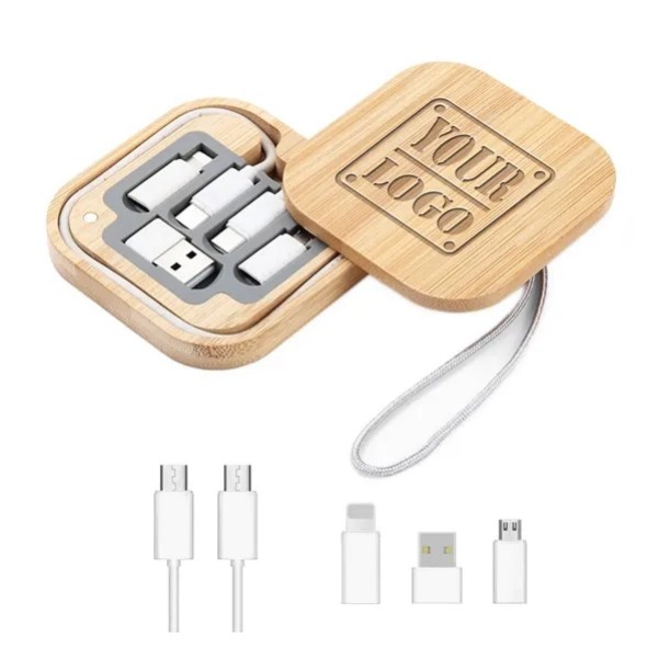 Custom Bamboo Charging Cable Kit detail 3