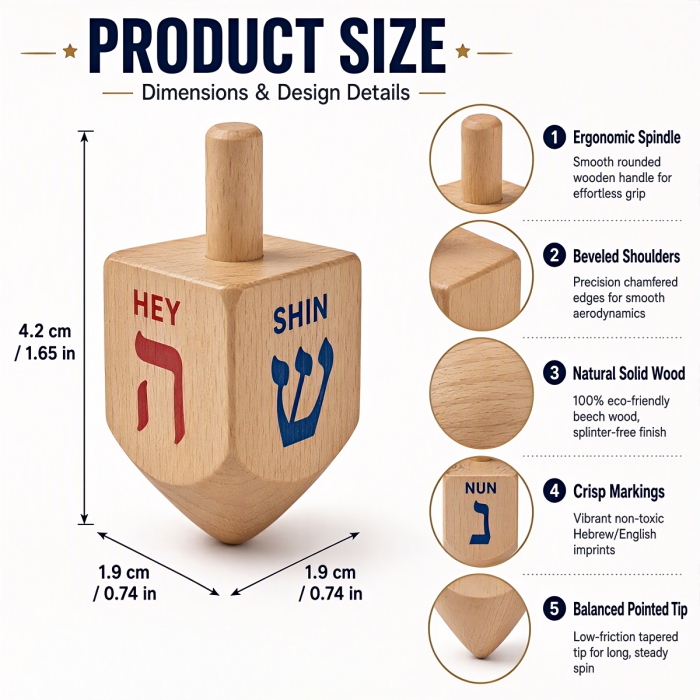 Custom Wooden Dreidel detail 2